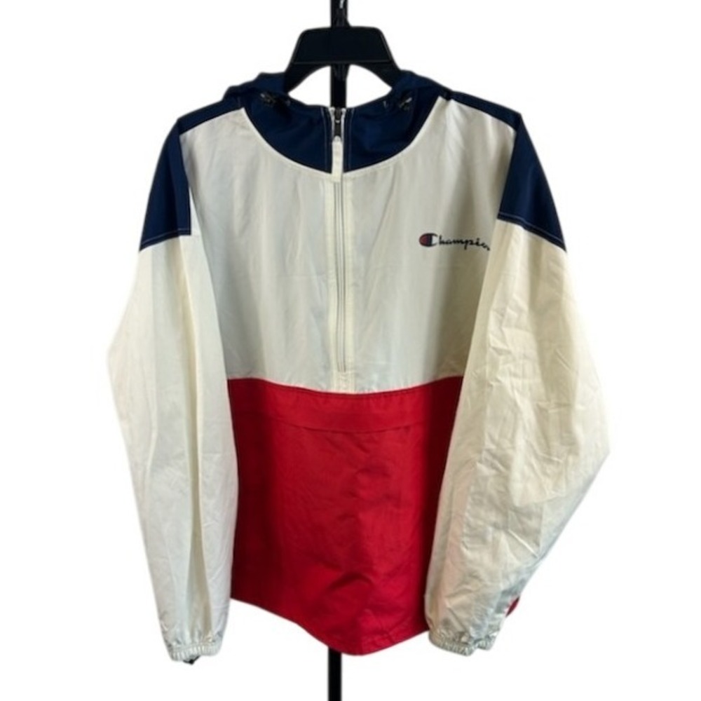 Vintage Champion Windbreaker Unisex Size XL Color Block Half Zip